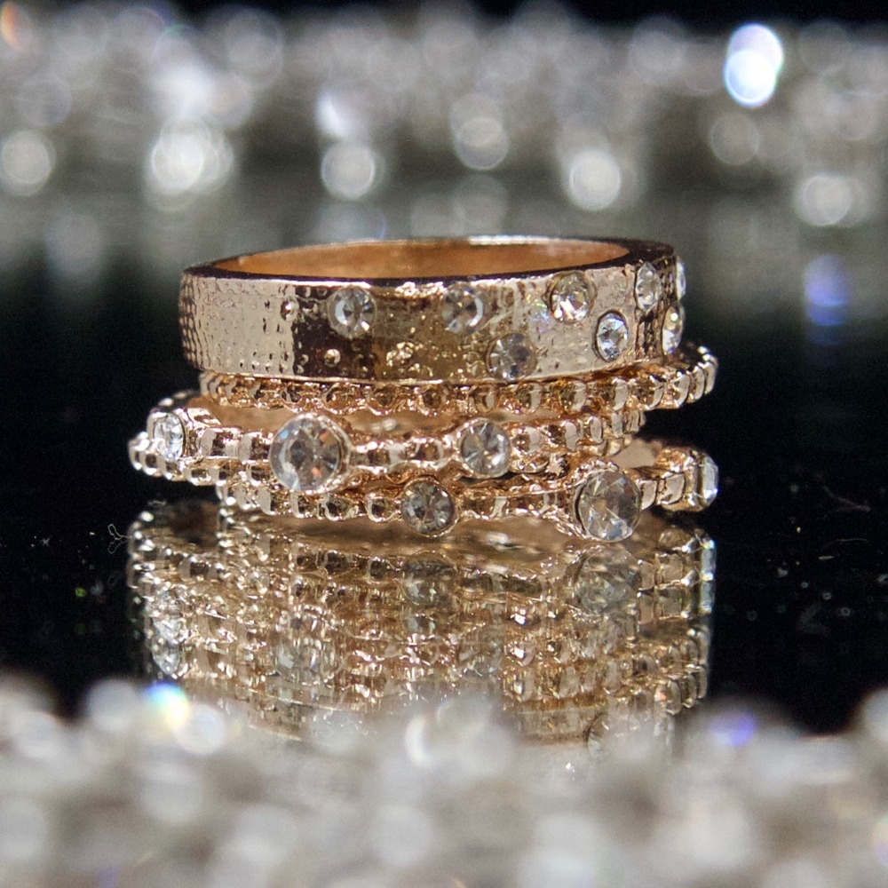 14kt Gold Dipped Swarovski Stack Rings - Picture 8 of 8
